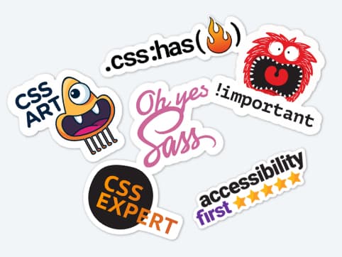 A collection of stickers related to the topic of CSS